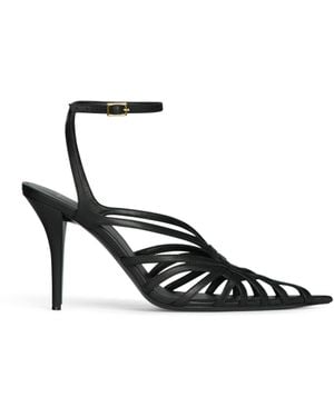 Balmain Smooth Leather Cage Sandals - White