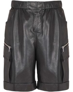 Balmain Leather Cargo Bermuda Shorts - Gray