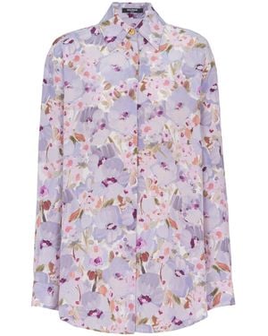 Balmain Printed Cotton Poplin Shirt - White