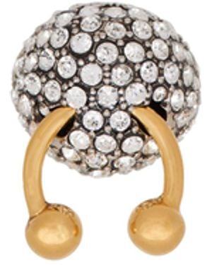 Balmain Bague Piercing En Laiton Et Strass - Blanc