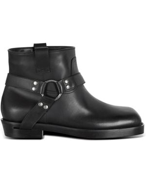 Balmain Calfskin Leather Biker Ankle Boots - Black