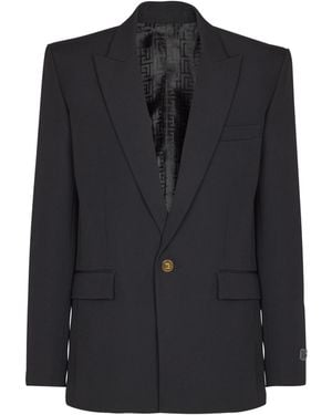 Balmain Grain De Poudre Wool 1-Button Jacket - Black