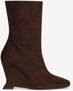 Balmain Wedge Ankle Boots - Brown