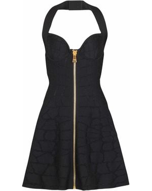 Balmain Flared Halterneck Dress - Black