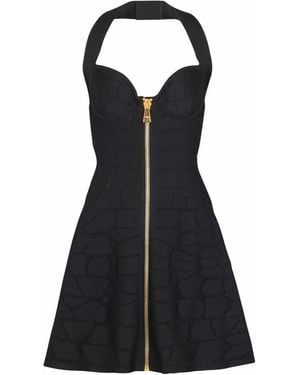 Balmain Flared Halterneck Dress - Black