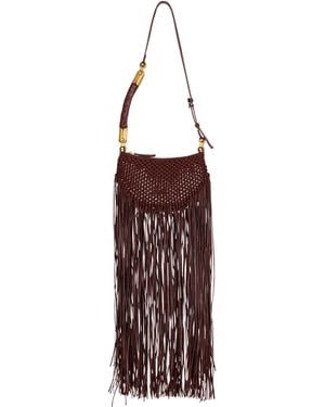 Balmain Fringed Ébène Hobo Mini Bag - Purple