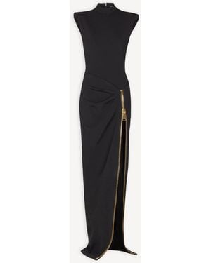 Balmain Long Jersey Dress With Zip - Black