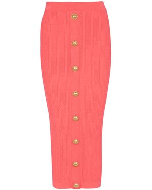 Balmain Cable-Knit Midi Skirt - Pink