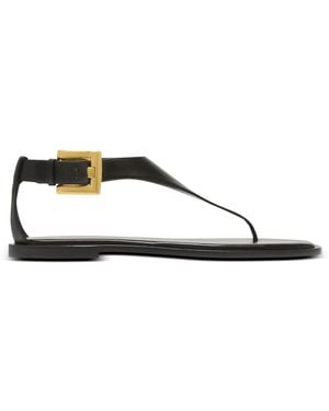 Balmain Anthem Flat Toe-Post Sandals - Black