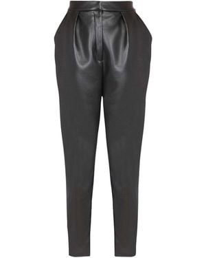 Balmain High-Waisted Faux Leather Pants - Black