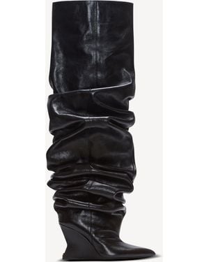 Balmain Wedge Thigh-High Boots - Black