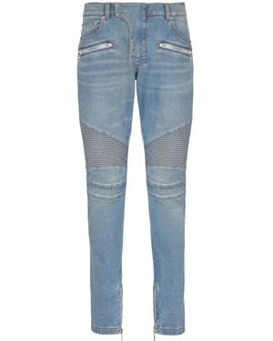 Balmain Slim-Fit Biker Pants - Blue