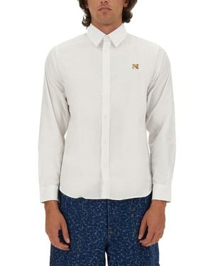 Maison Kitsuné Cotton Fox Patch Button-Down Shirt - White