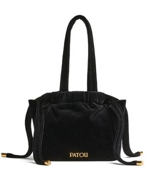 Patou Velvet Clutch Bag - Black