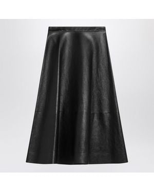 Balenciaga Leather Flared Skirt - Black