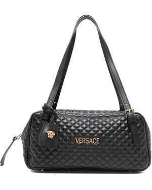 Versace Quilted Leather Bowling Shoulder - Black