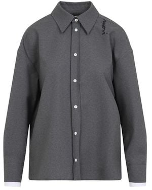 Marni Relaxed Fit Shirt With Contrasting Cuffs - Grey