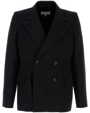 Maison Margiela Tailored Double-Breasted Wool Blazer - Black