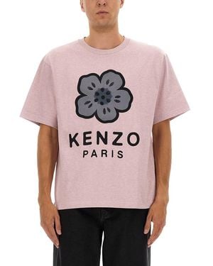 KENZO Oversized T-shirt With "boke Flower" Embroidery - Pink