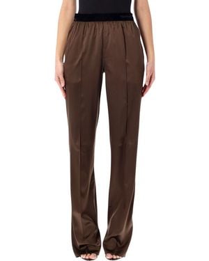 Tom Ford Stretch Silk Satin Pj Pants - Brown