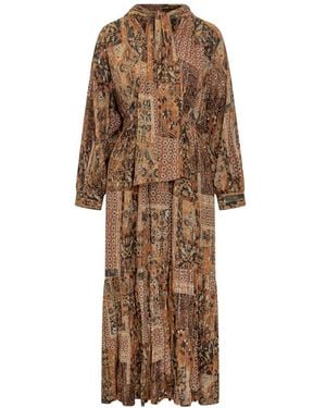 Ba&sh Long Dress With Patchwork Print - Natural