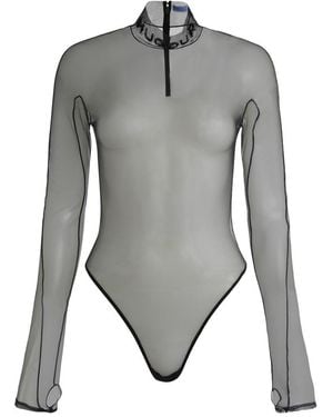 Mugler Technical Fabric Bodysuit - Gray