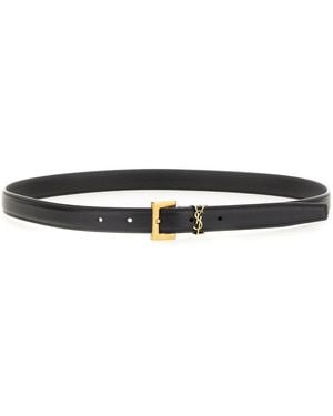 Saint Laurent Thin "cassandras" Belt - White