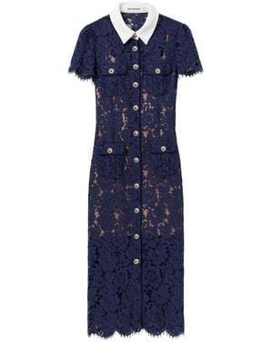 Self-Portrait Lace Long Dress - Blue