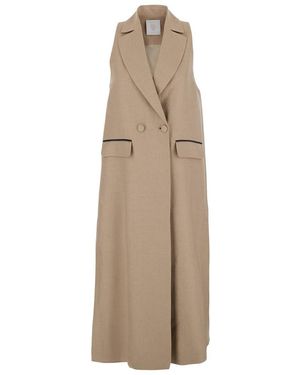Eleventy Sleeveless Duster Coat - Natural