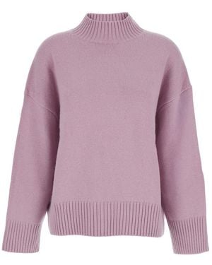 Plain Turtleneck Jumper With Dropped Shoulder - Purple