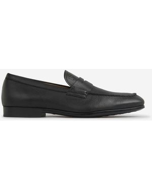 Tod's Grained Leather Loafers - Black