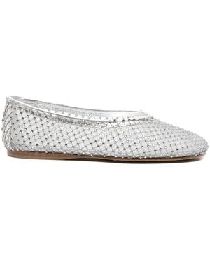 Forte Forte Crystal-Mesh Ballet Flats - White