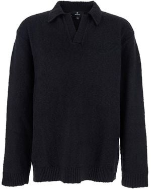 Represent Long-Sleeve Polo Shirt With Classic Collar And Ribbed Trims - Blue