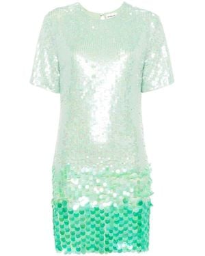 P.A.R.O.S.H. P.A.R.O..H. Sequin-Embellished Short-Sleeved Dress - Green