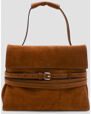 Moschino Leather Suede Top Handle Bag - Brown