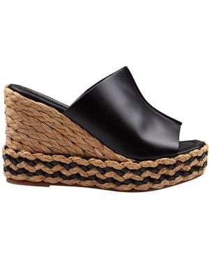 Paloma Barceló Paloma Ivane Leather Sandal With Raffia Wedge - Brown