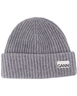 Ganni Structured Rib Beanie - Grey