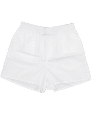 LA ROSE Cotton Buttoned Shorts - White