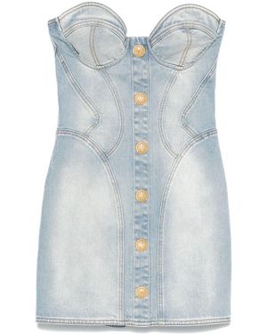 Balmain Short Denim Dress - Blue