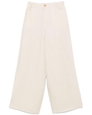 Alysi Linen Wide Leg Pants - White