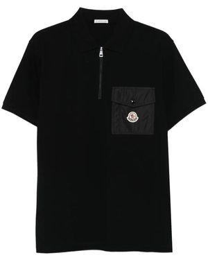 Moncler Cotton Piquet Polo Shirt With Pocket Clothing - Black