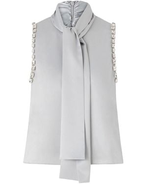 Pinko Enriqueta High-Neck Top With Tie-Detail Scarf - Gray