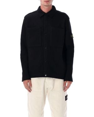 Stone Island Felted Wool Overshirt - Blue
