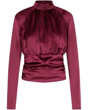 ROTATE BIRGER CHRISTENSEN Kala' Burgundy Silk Blouse - Red
