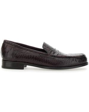 Lidfort 'Luisiana' Bordeaux Loafers With Embossed Crocodile Effect - White