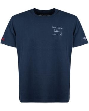 Mc2 Saint Barth Arnott Heavyweight Cotton T-Shirt With Embroidery I'M Not Pretty. .Like Me! - Blue