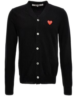 COMME DES GARÇONS PLAY 'Heart' Cardigan - Black