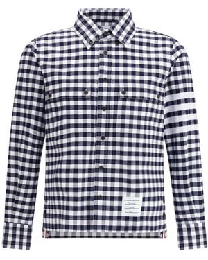 Thom Browne Vichy Cotton Flannel Shirt - Blue
