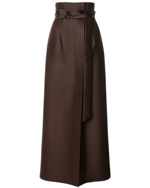 Alberta Ferretti Midi Skirt With High Waist - Brown
