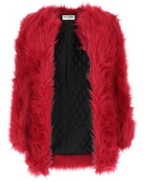 Saint Laurent Eco Fur Coat - Red